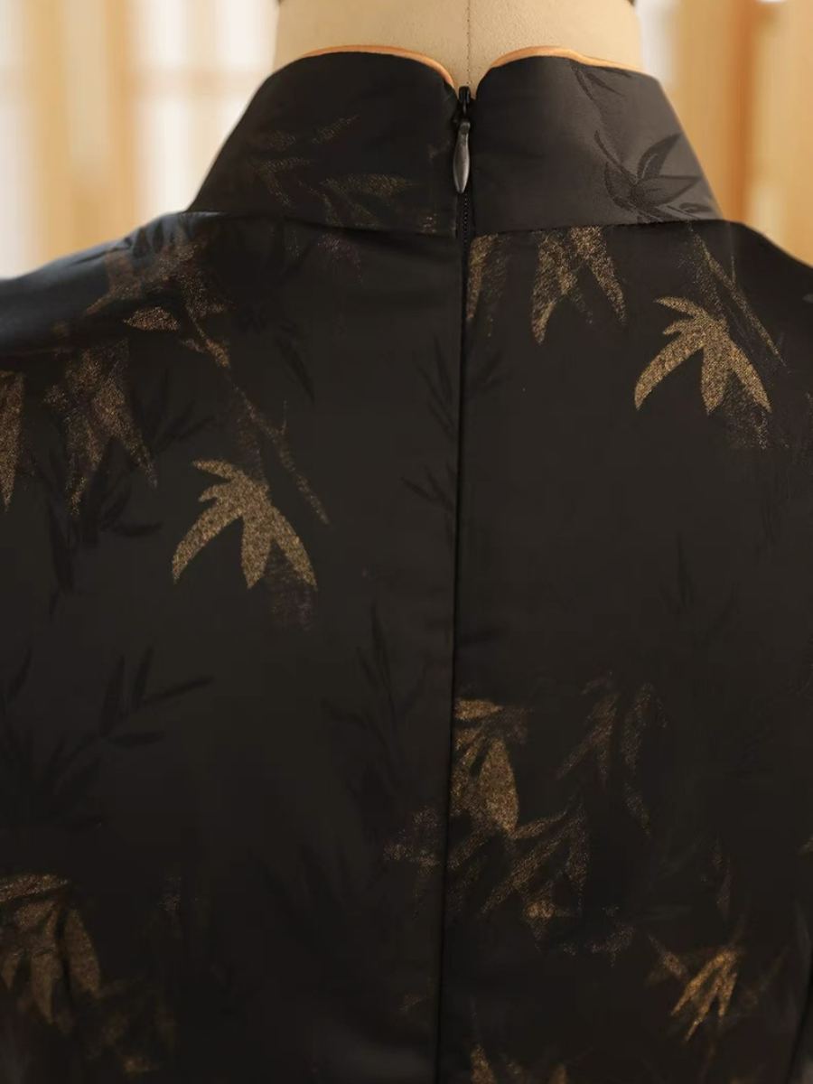 Ya Zhu Bamboo Jacquard Cheongsam-The Black Bow-