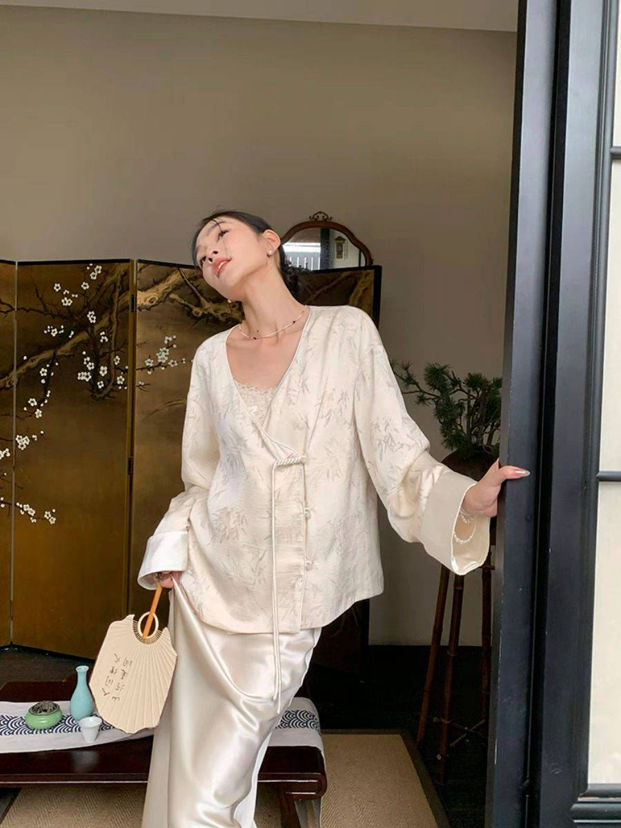 Xin Ai Bamboo Printing Delicate Oriental Top