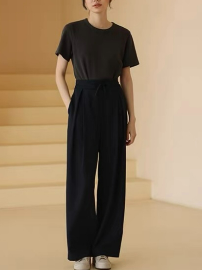 Huntter Casual Drawstring Chiffon Pants 