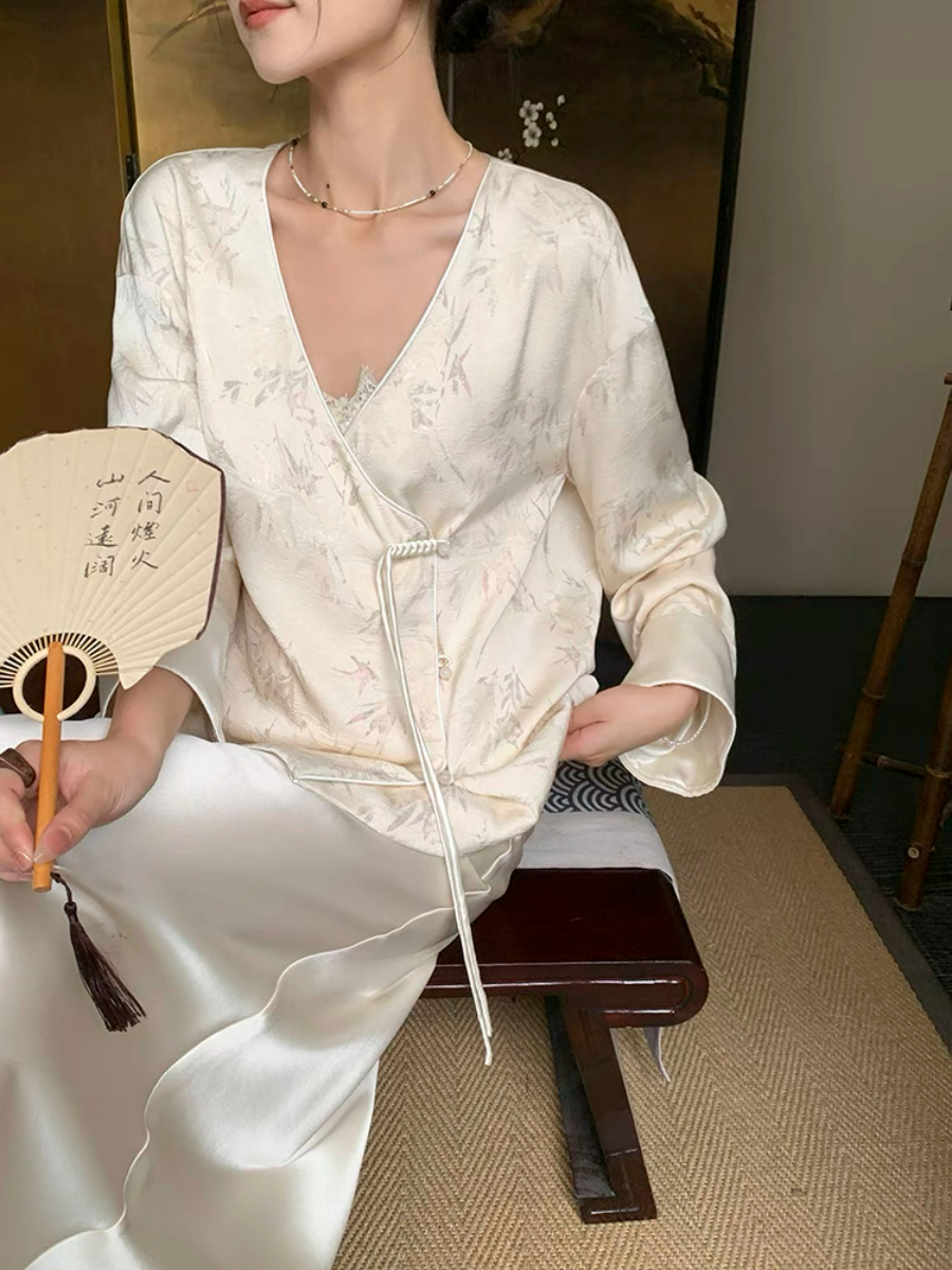 Xin Ai Bamboo Printing Delicate Oriental Top