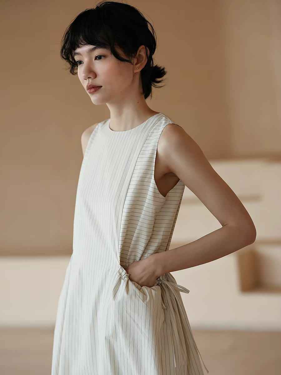 Hailey Drawstring Pocket Stripe Dress
