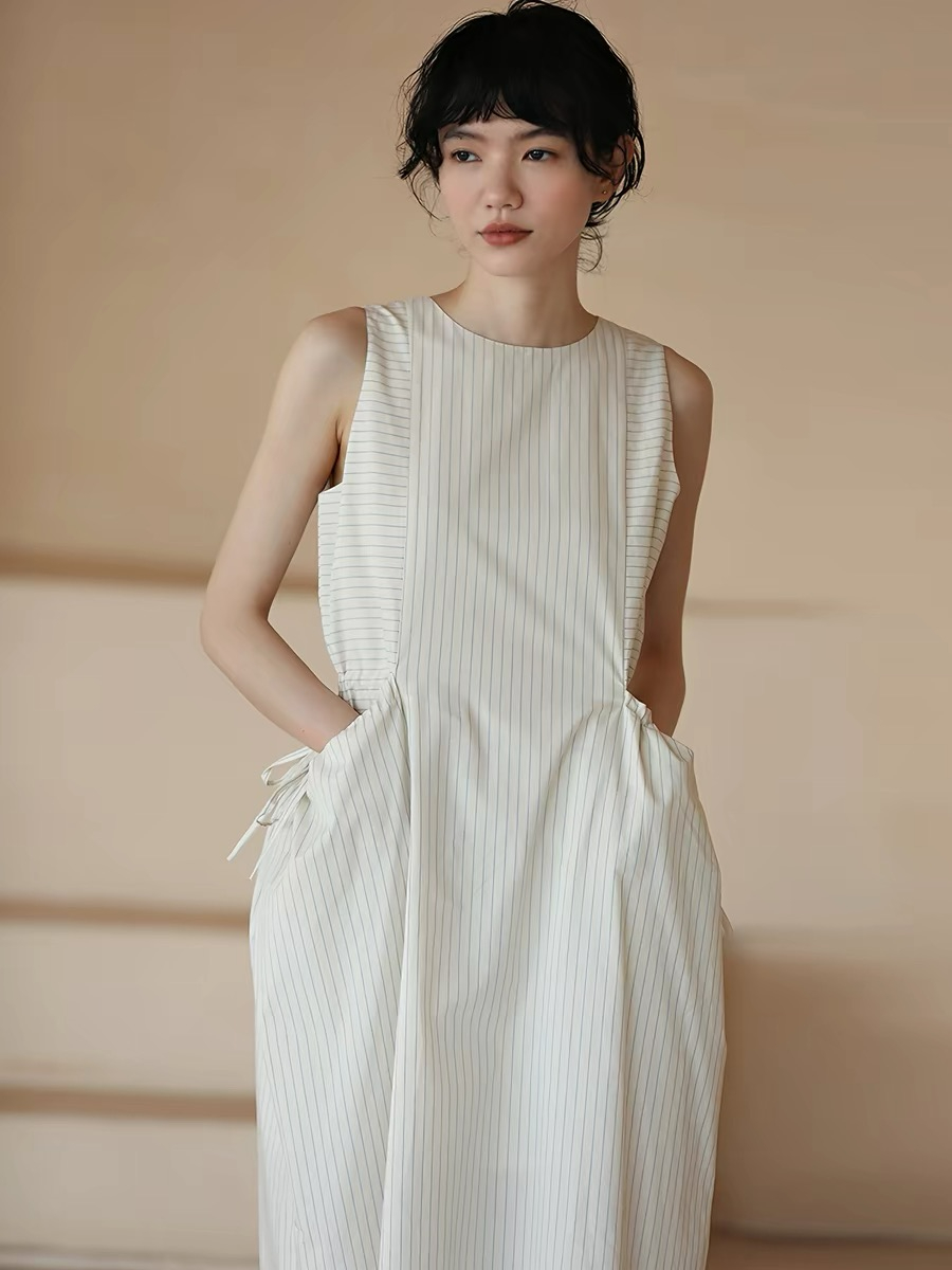 Hailey Drawstring Pocket Stripe Dress