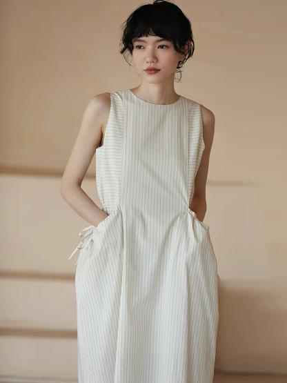 Hailey Drawstring Pocket Stripe Dress