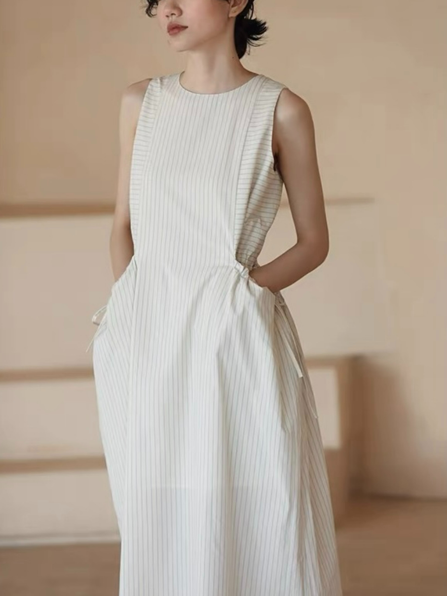 Hailey Drawstring Pocket Stripe Dress