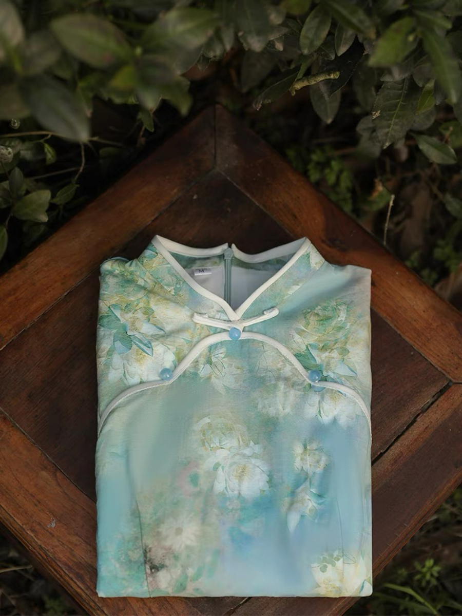 Ya Lv Sleeveless Cheongsam-The Black Bow-