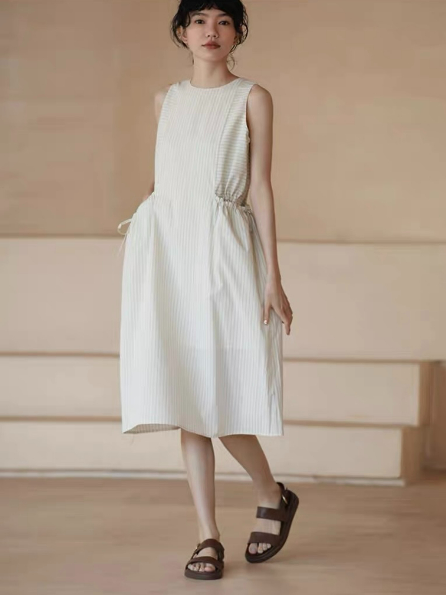 Hailey Drawstring Pocket Stripe Dress