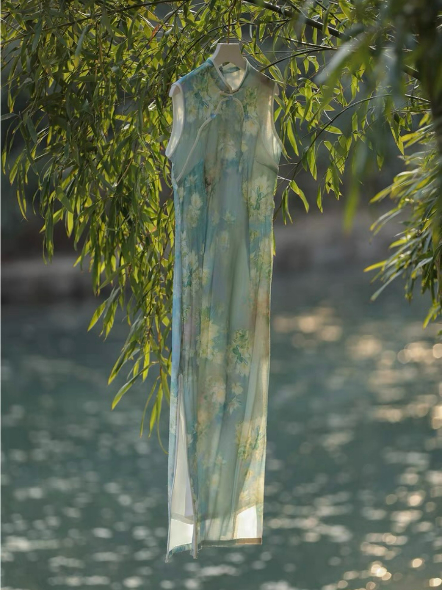 Ya Lv Sleeveless Cheongsam-The Black Bow-