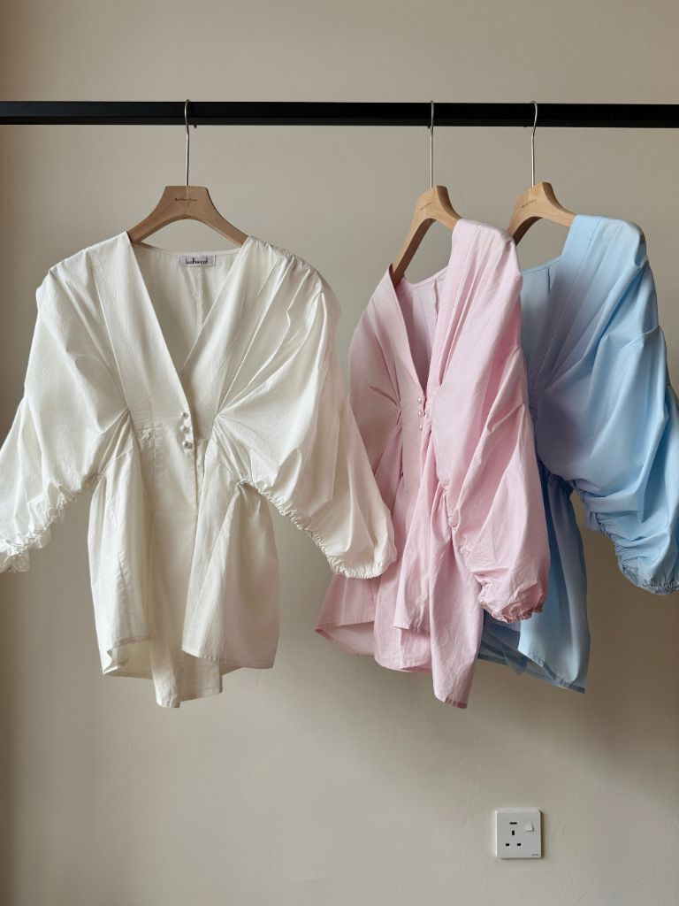 Vienna V Collar Ruched Top