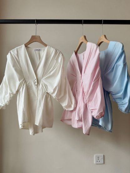 Vienna V Collar Ruched Top