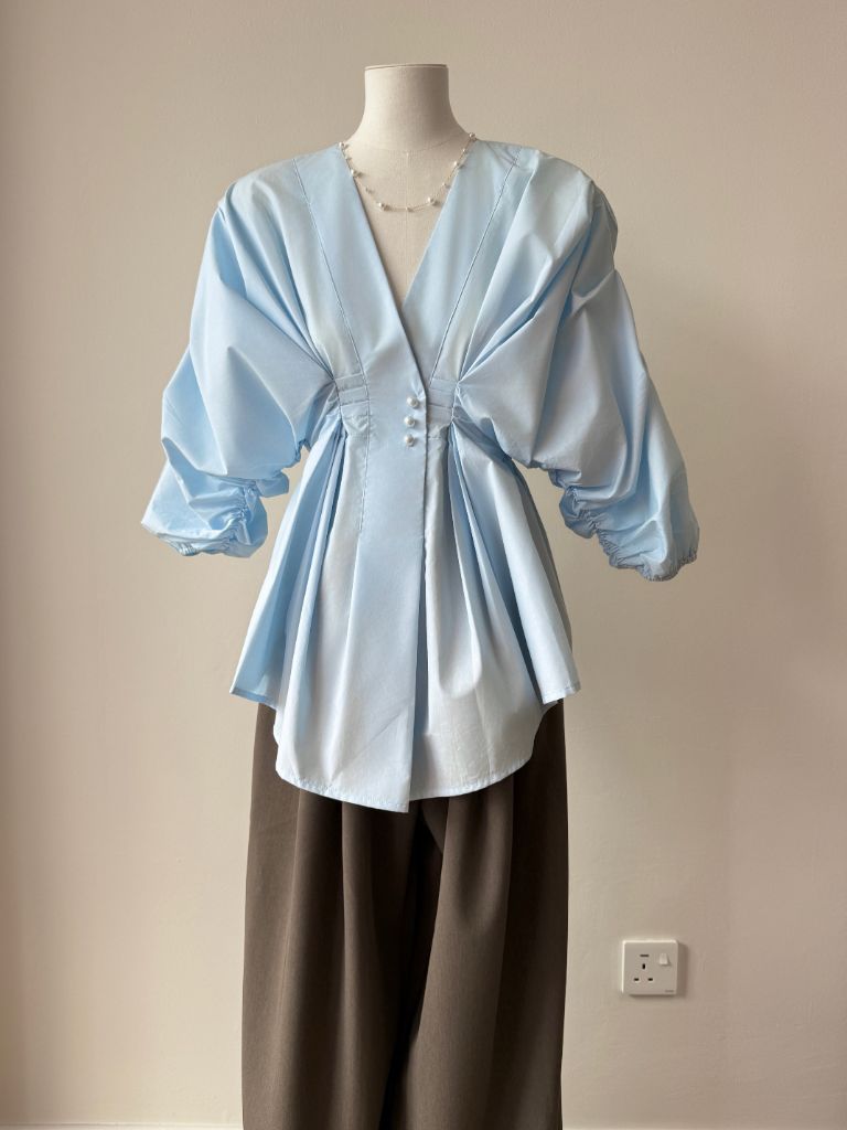 Vienna V Collar Ruched Top