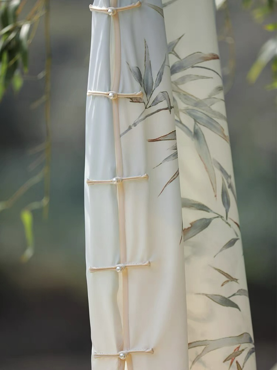 Ya Huang Full Placket Pankou Gradient Cheongsam-The Black Bow-