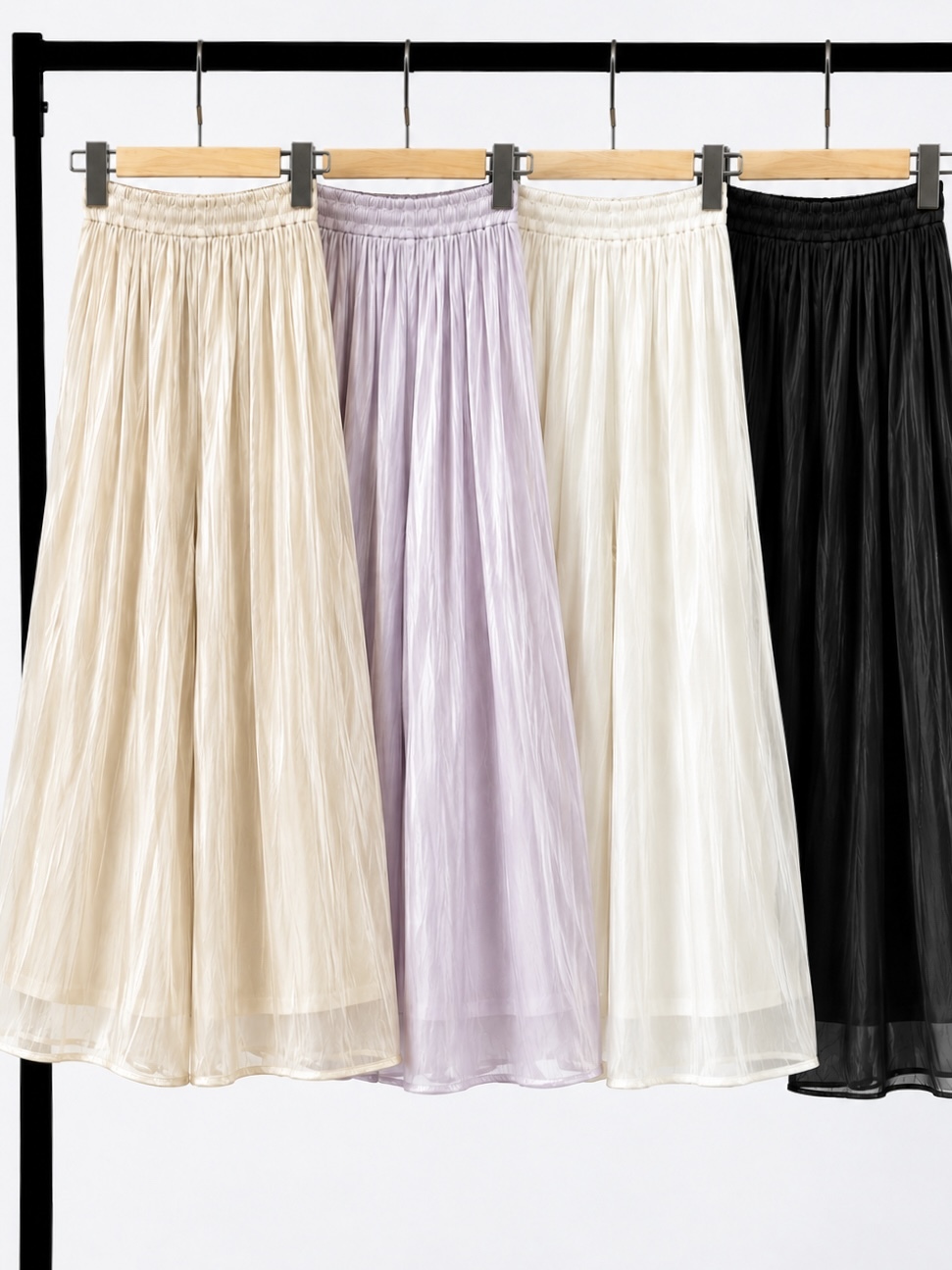 Yan En Shimmer Crinkle Wide-Leg Pants