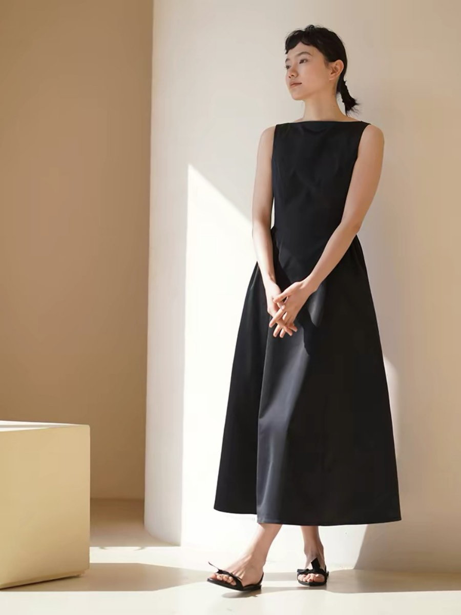 Heidi Boat Neck Hepburn Dress