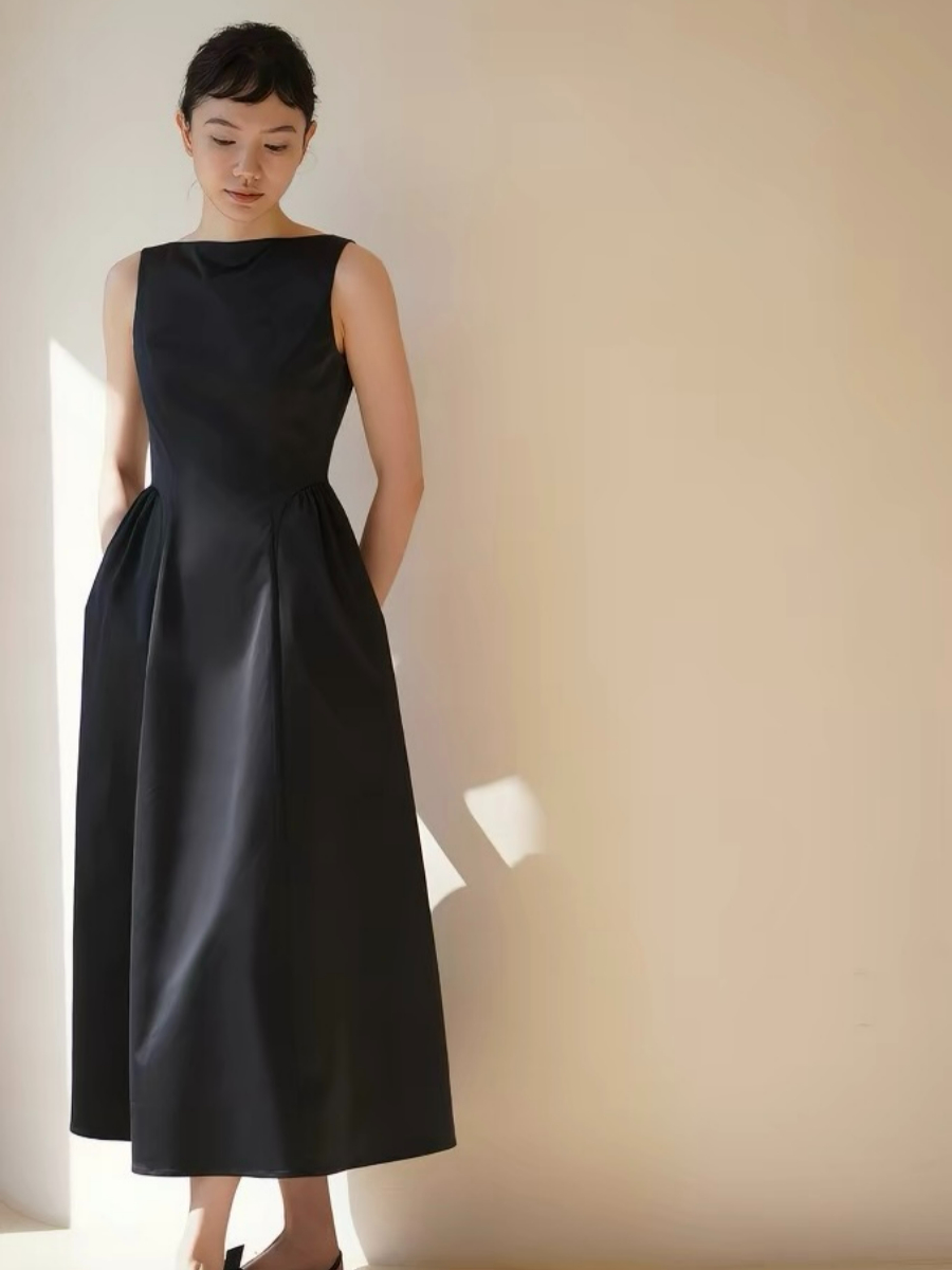 Heidi Boat Neck Hepburn Dress