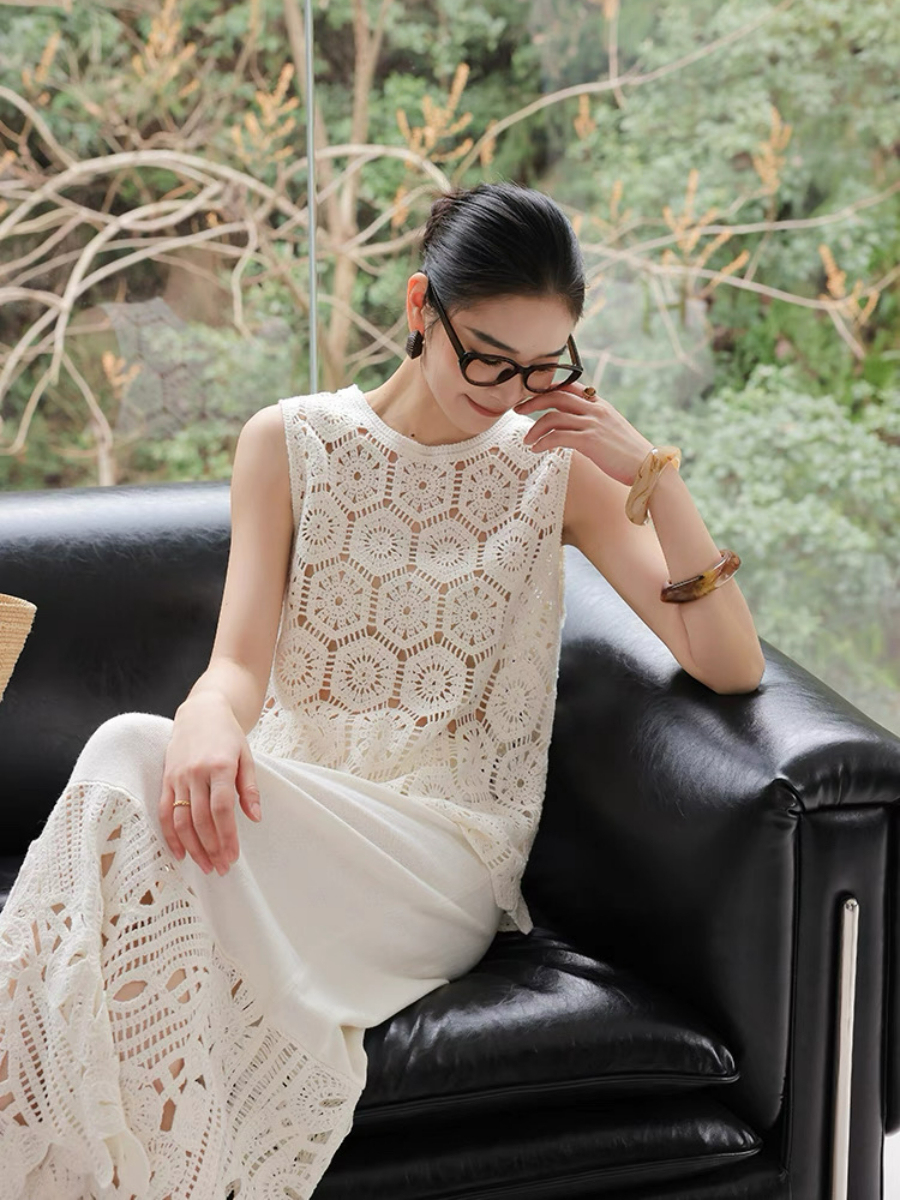 Xaviera Crochet Sleeveless Top & Skirt