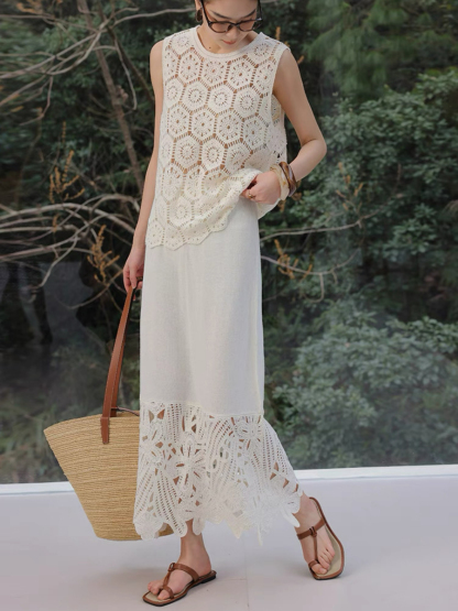Xaviera Crochet Sleeveless Top & Skirt