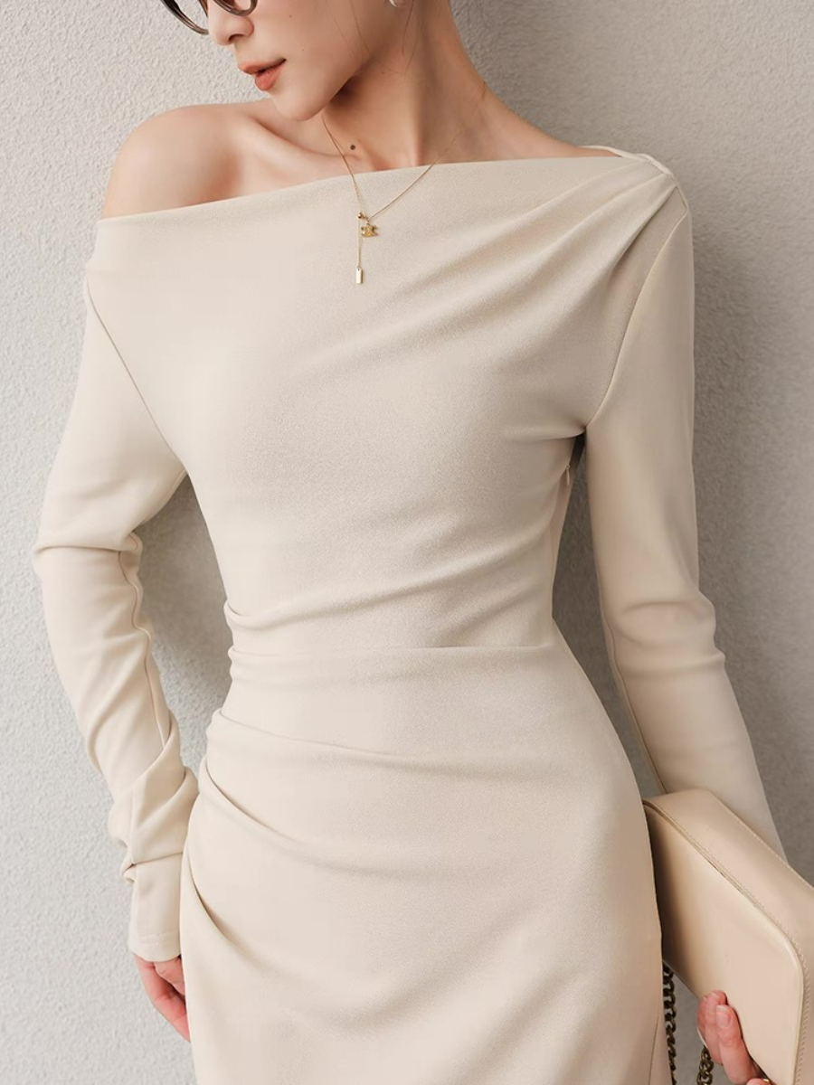 Xanthya One Shoulder Long Sleeve Dress