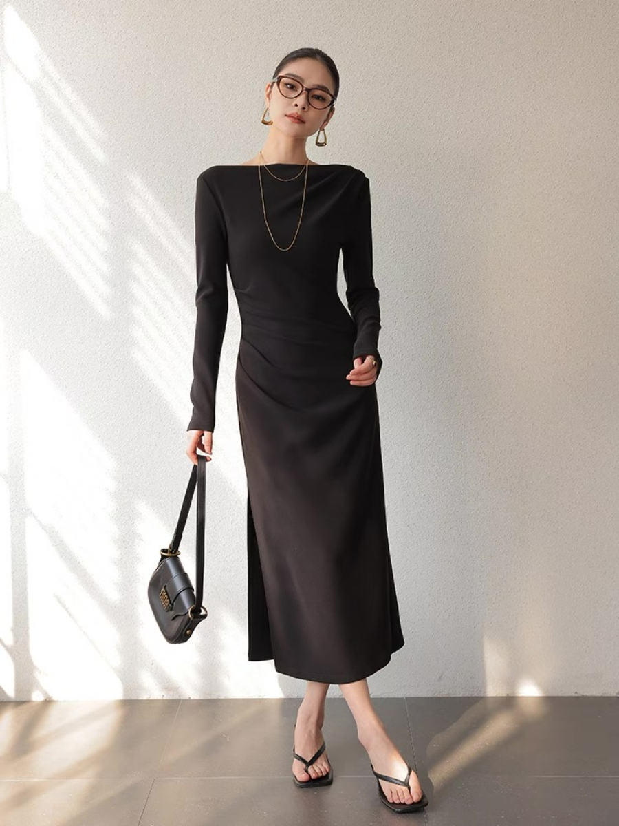 Xanthya One Shoulder Long Sleeve Dress