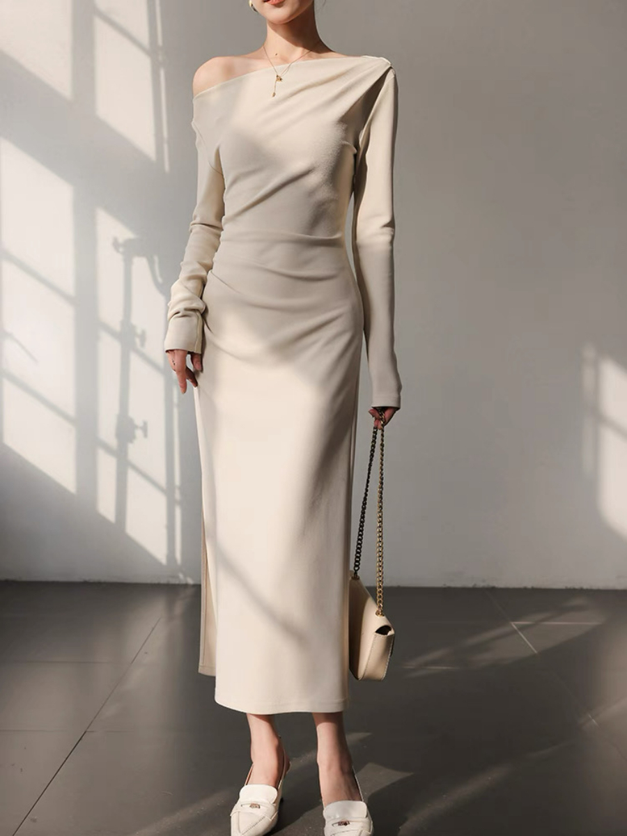 Xanthya One Shoulder Long Sleeve Dress