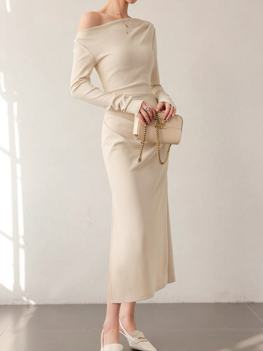 Xanthya One Shoulder Long Sleeve Dress