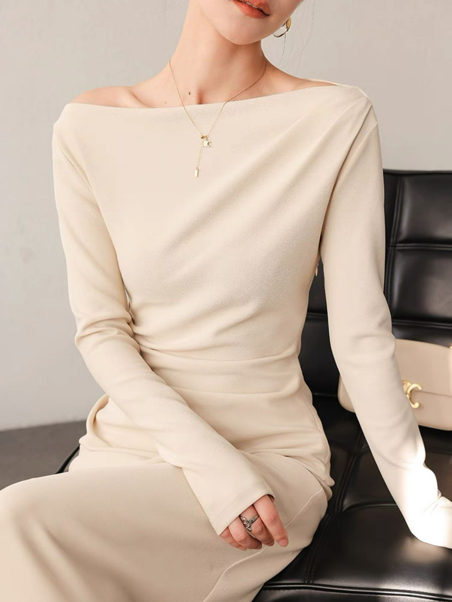 Xanthya One Shoulder Long Sleeve Dress