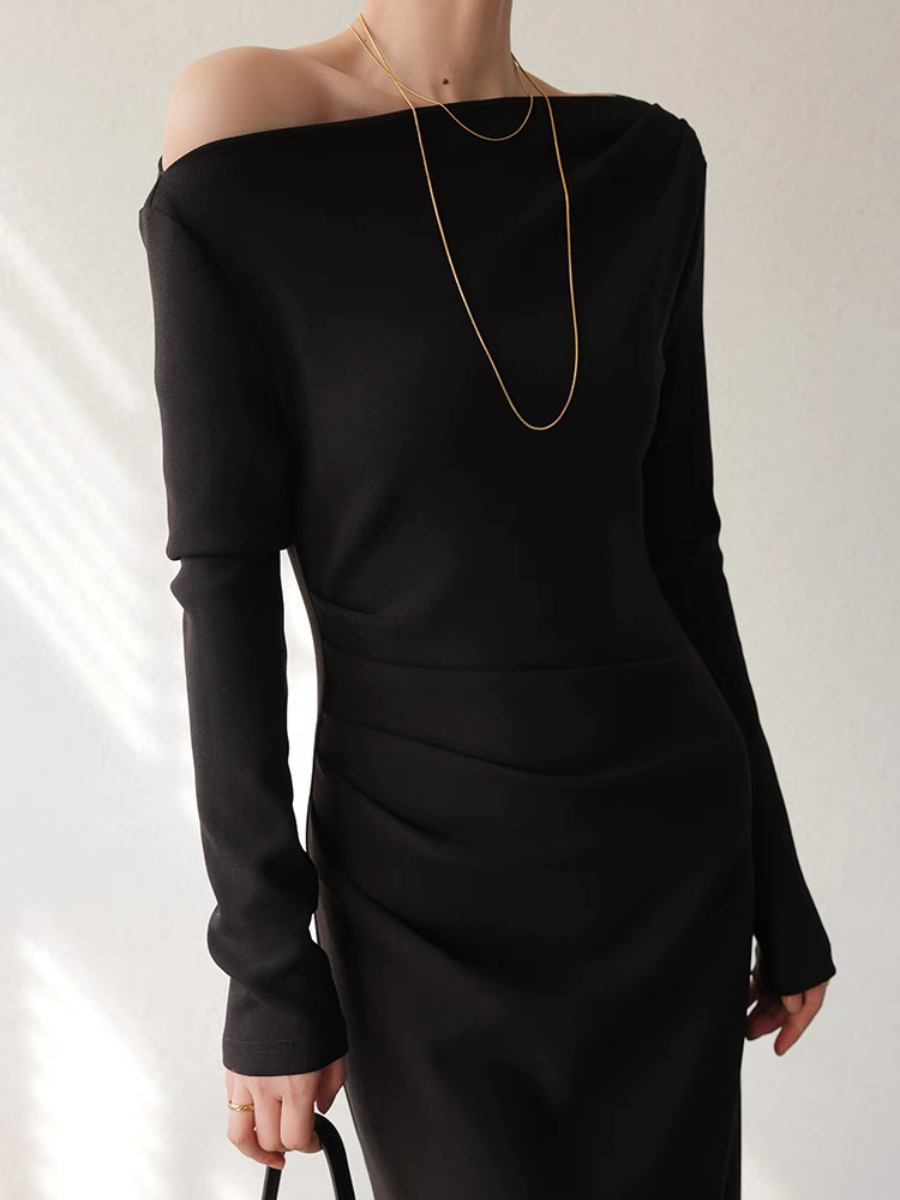 Xanthya One Shoulder Long Sleeve Dress