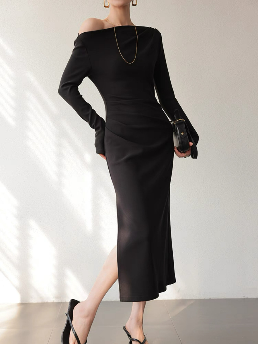 Xanthya One Shoulder Long Sleeve Dress