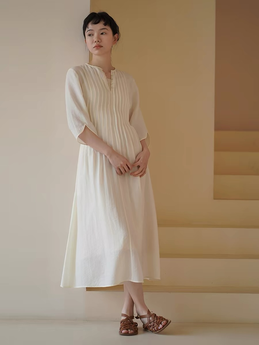 Hanne Delicate Vintage Folding Detail Dress