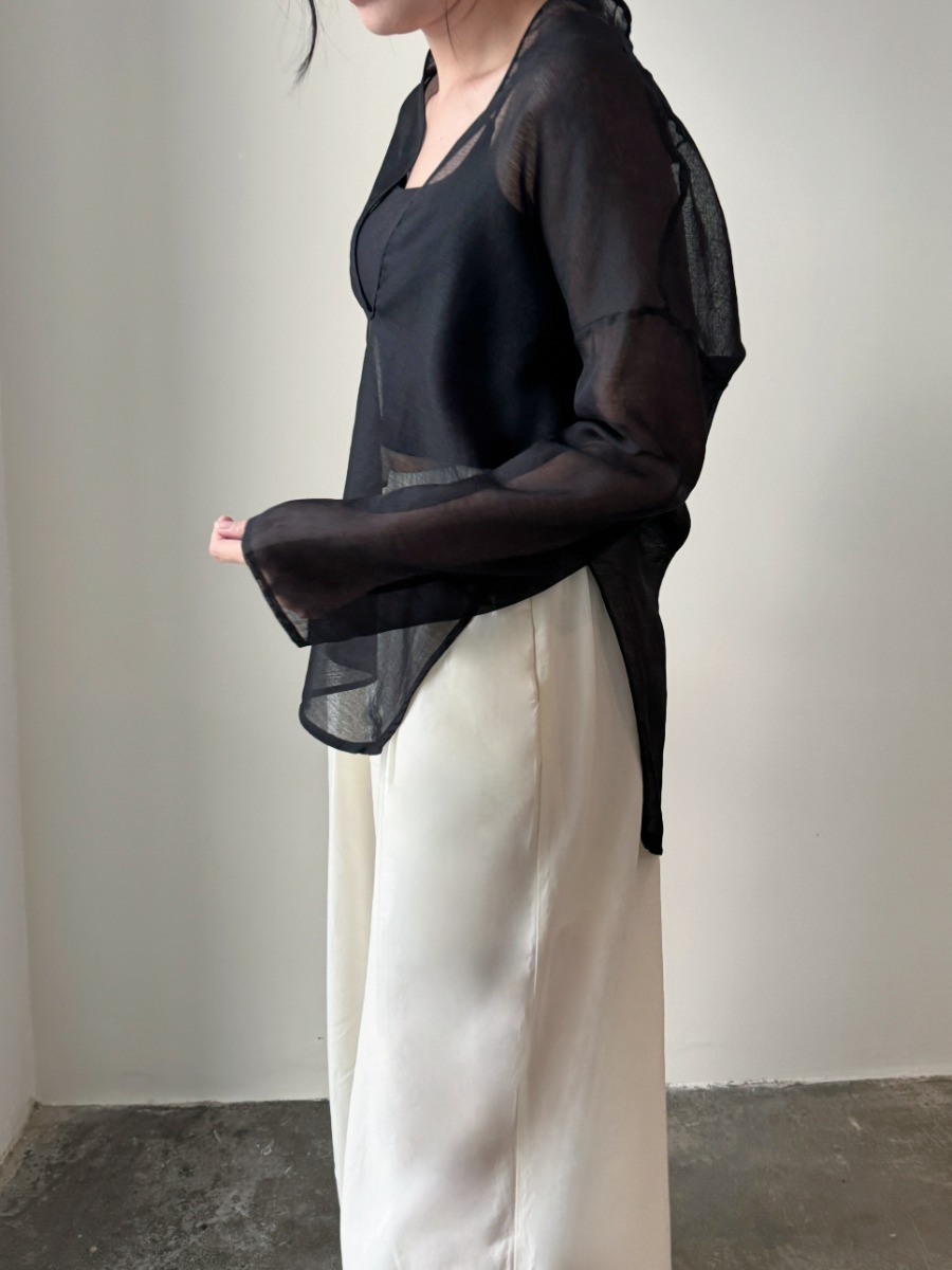 Viori Sheer Linen Top-The Black Bow-