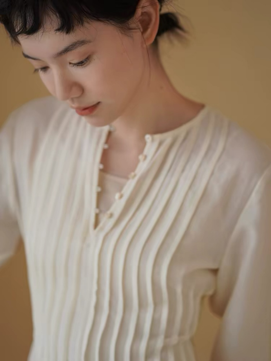 Hanne Delicate Vintage Folding Detail Dress