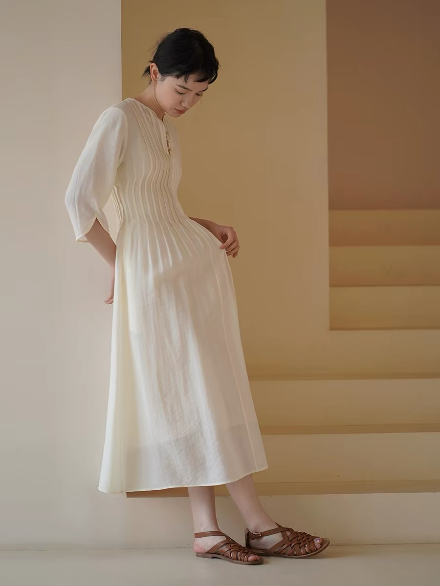 Hanne Delicate Vintage Folding Detail Dress