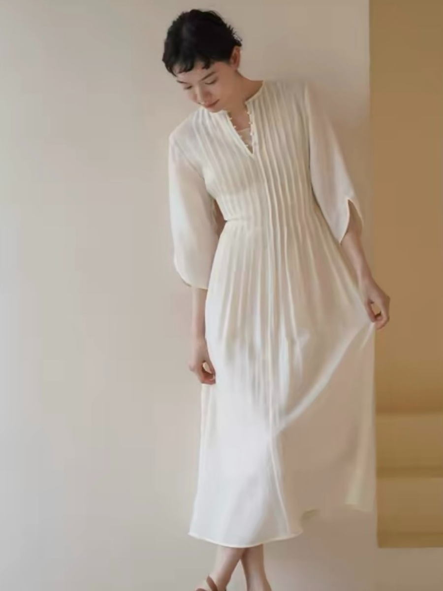 Hanne Delicate Vintage Folding Detail Dress