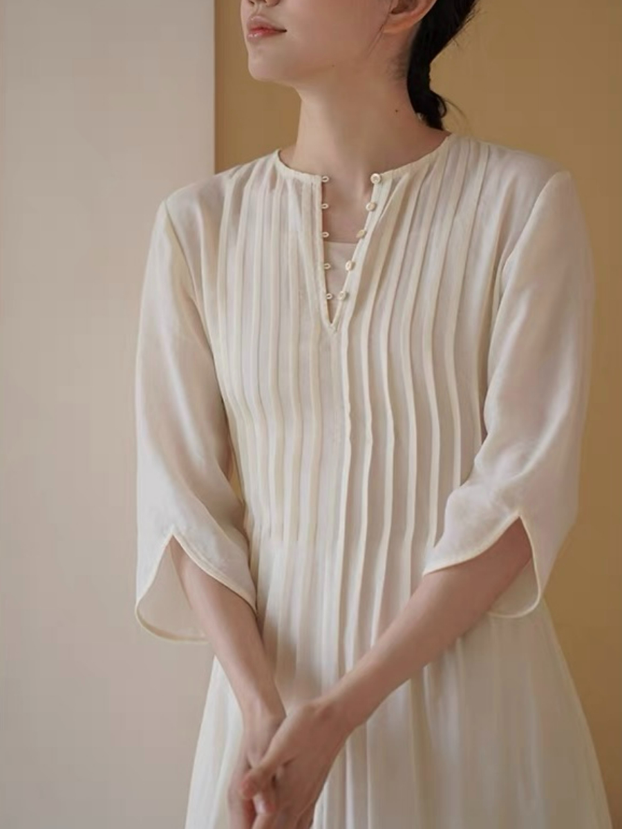 Hanne Delicate Vintage Folding Detail Dress