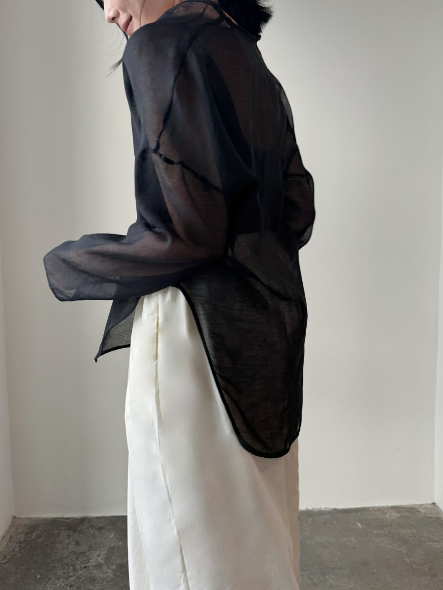 Viori Sheer Linen Top-The Black Bow-