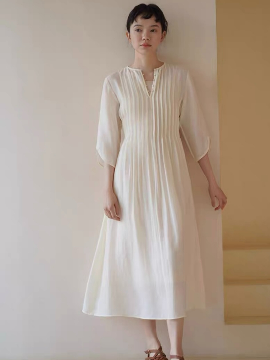 Hanne Delicate Vintage Folding Detail Dress