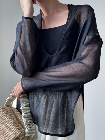 Viori Sheer Linen Top-The Black Bow-