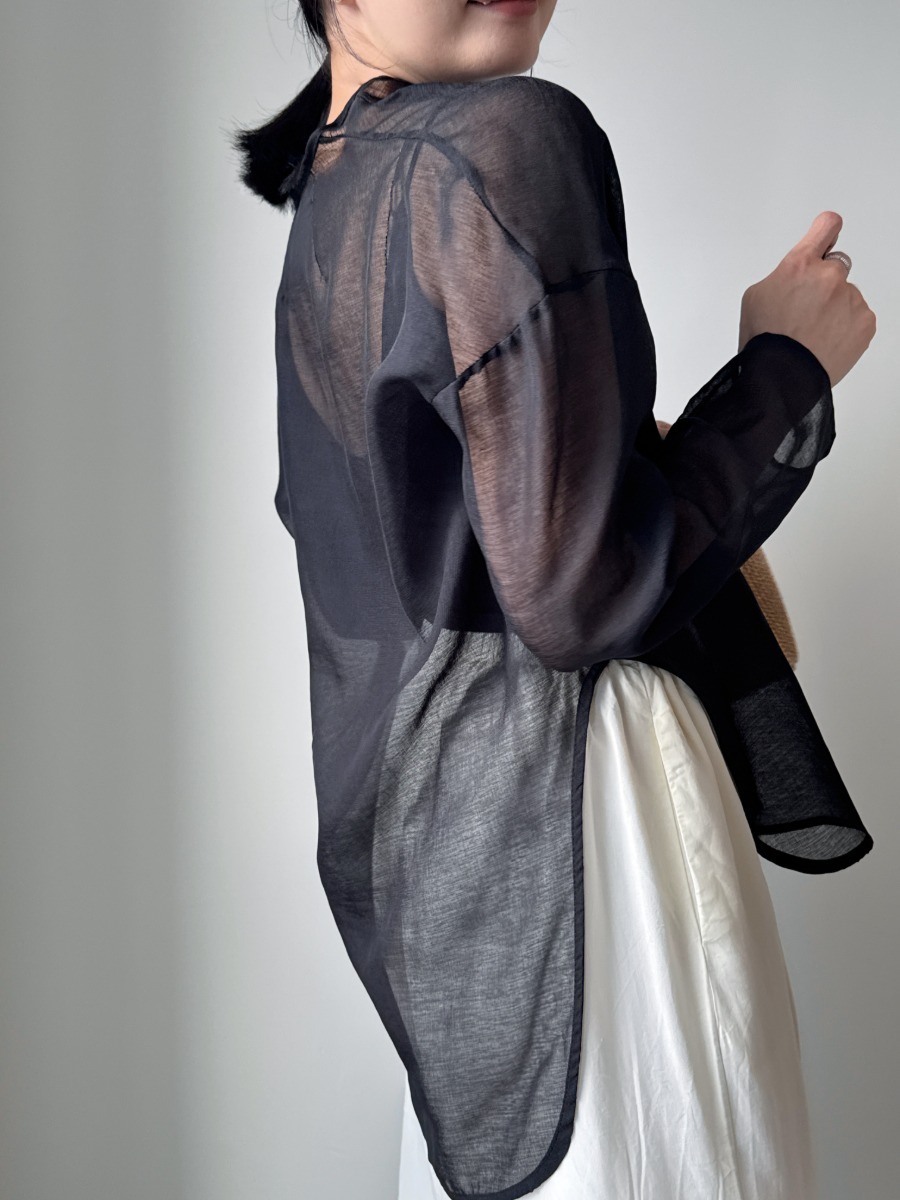 Viori Sheer Linen Top-The Black Bow-