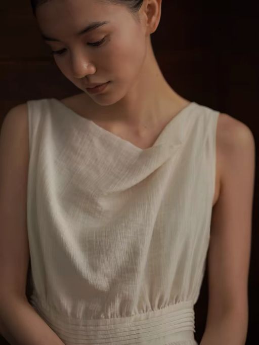 Hadassah Drape Collar Sheer Flowy Dress