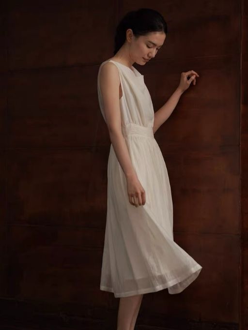 Hadassah Drape Collar Sheer Flowy Dress
