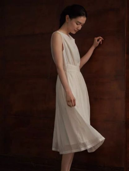 Hadassah Drape Collar Sheer Flowy Dress