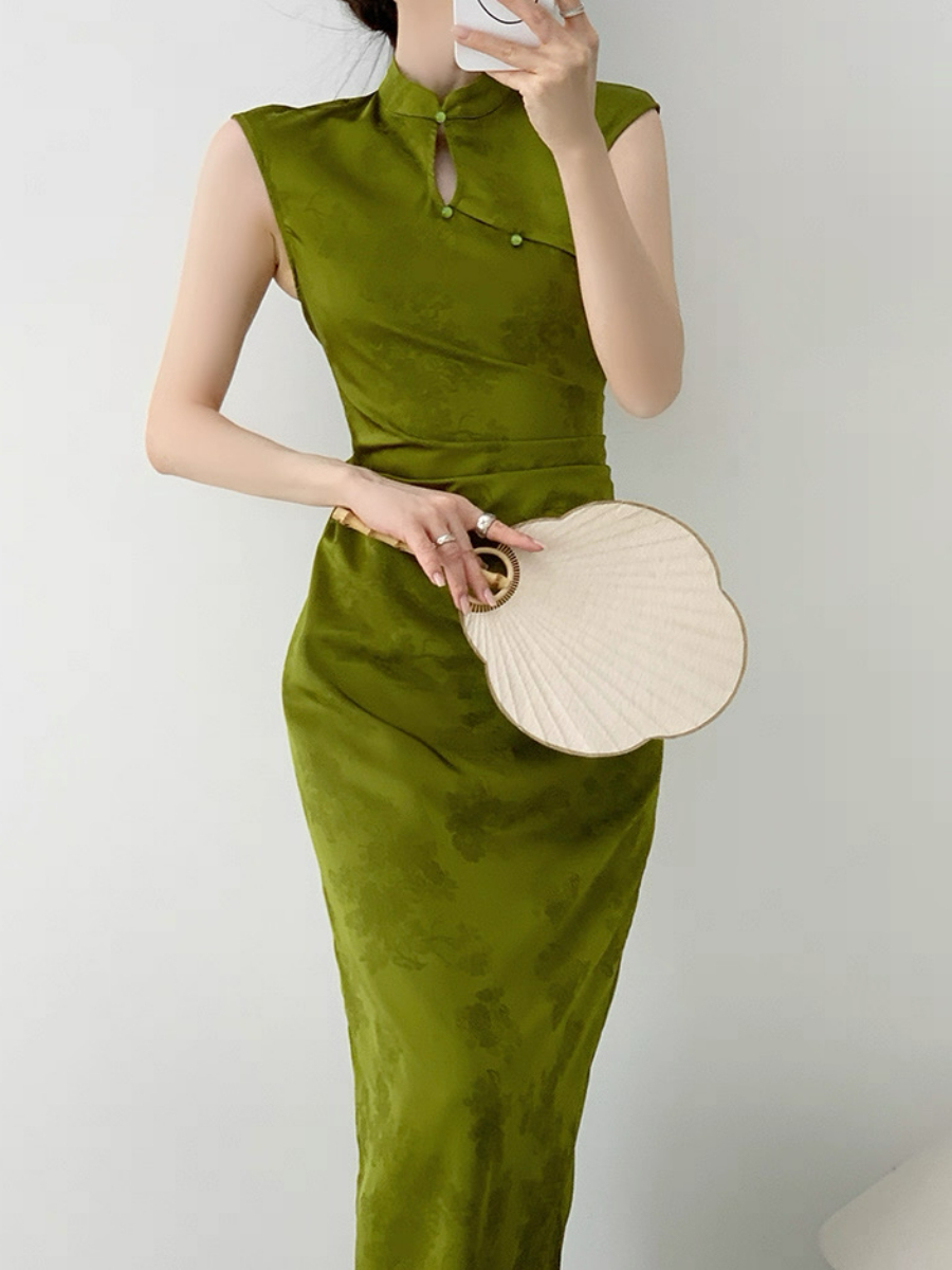 Han An Sleeveless Floral Cheongsam