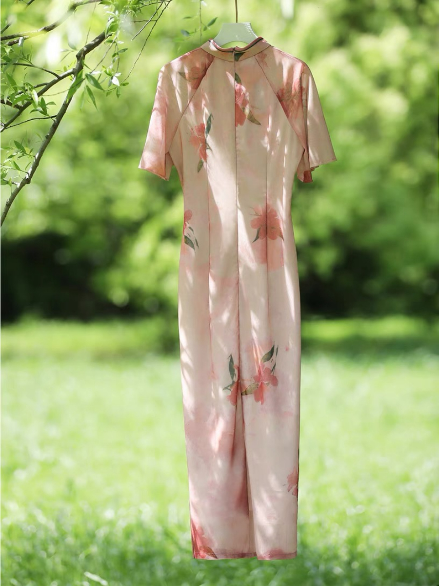 Ya Jie Flounce Sleeve Floral Cheongsam-The Black Bow-