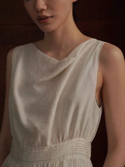Hadassah Drape Collar Sheer Flowy Dress