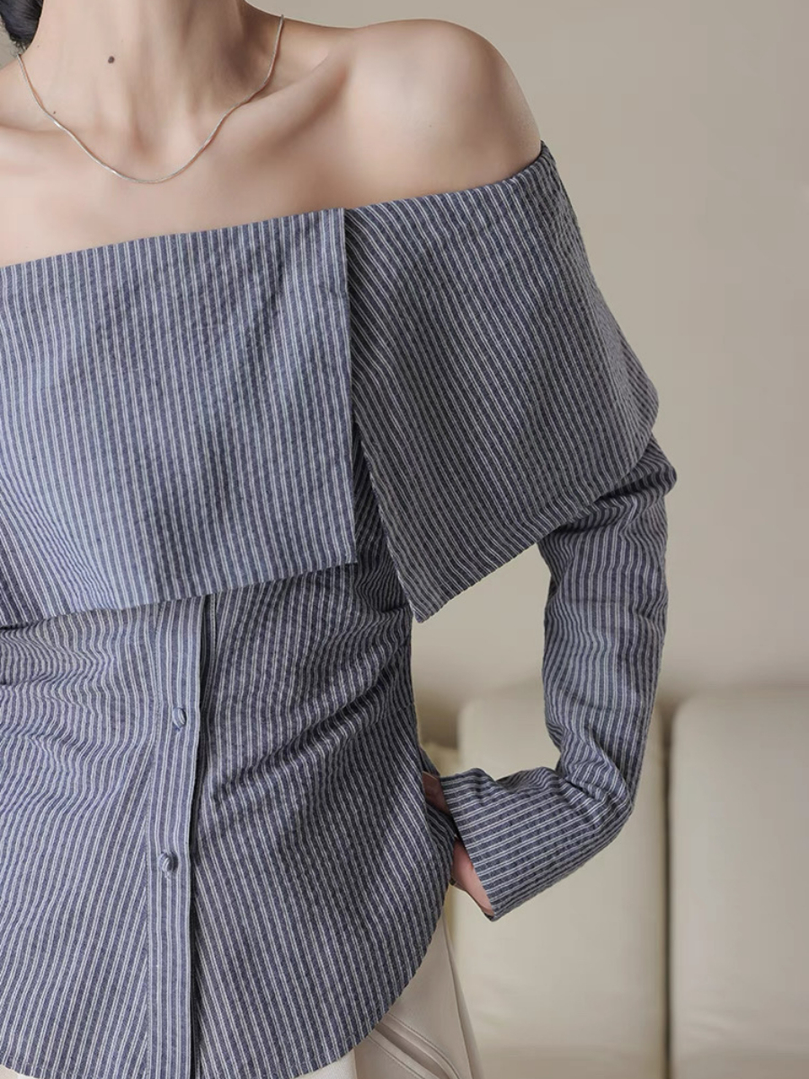 Xenobia Off Shoulder Stripe Shirt