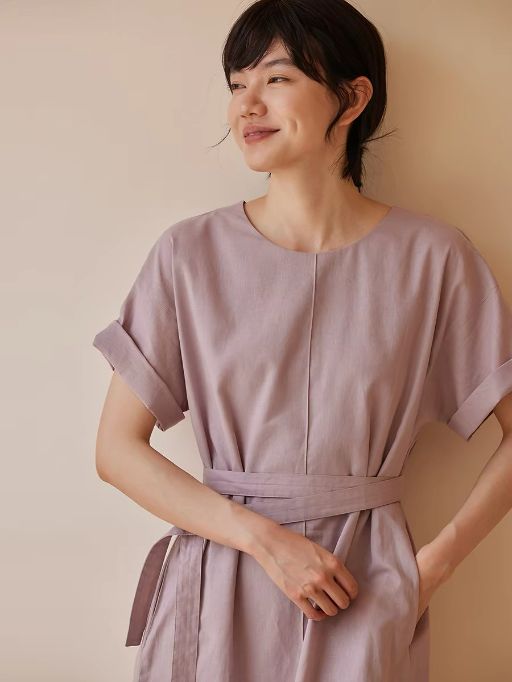 Harlan Linen Cotton Blend Waist Tie Dress