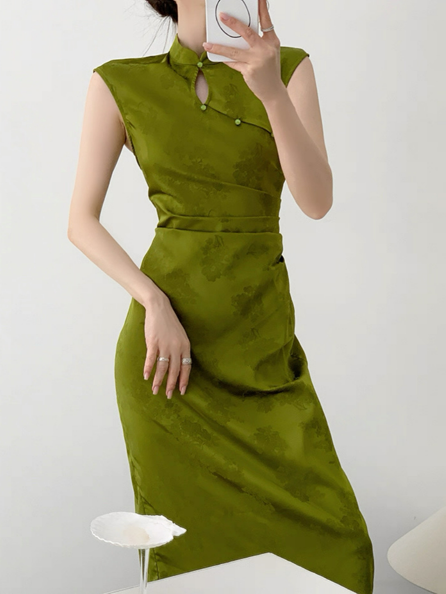 Han An Sleeveless Floral Cheongsam