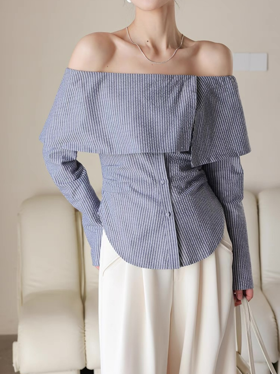 Xenobia Off Shoulder Stripe Shirt