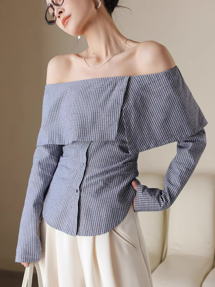 Xenobia Off Shoulder Stripe Shirt