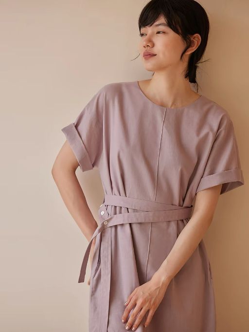 Harlan Linen Cotton Blend Waist Tie Dress