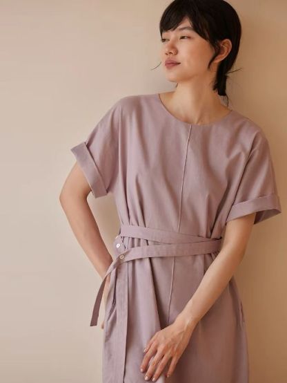 Harlan Linen Cotton Blend Waist Tie Dress